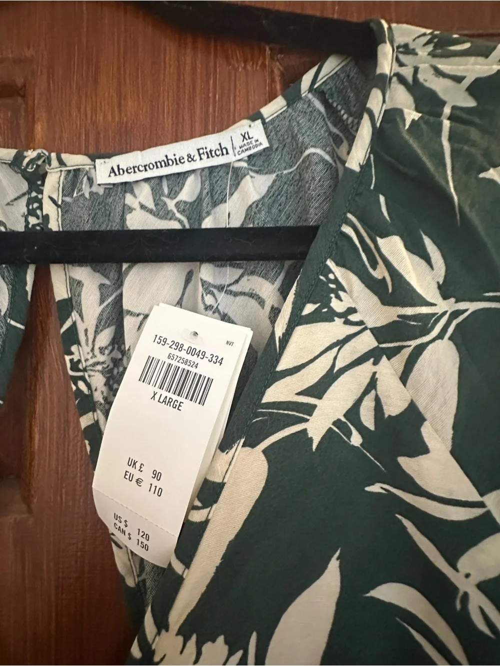 Abercrombie & Fitch Green and Cream Floral Maxi Dress
